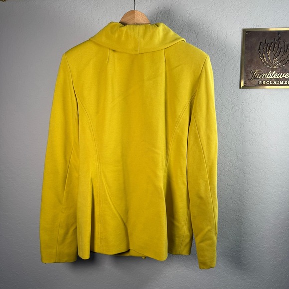INC International Concepts Womens Yellow Ruffle Front Ponte Knit Jacket Large - Picture 7 of 8